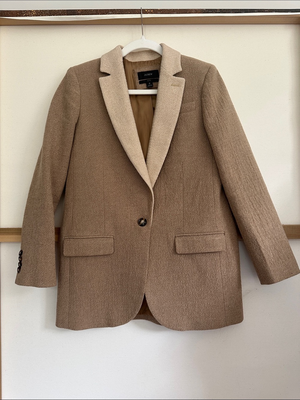 J. Crew Two-Tone Tan Blazer with Cream Contrast Collar